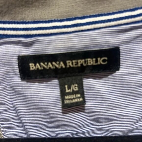 Banana Republic , size L, men’s pull over 1/4 zip, grey and white stripe - Picture 4 of 7